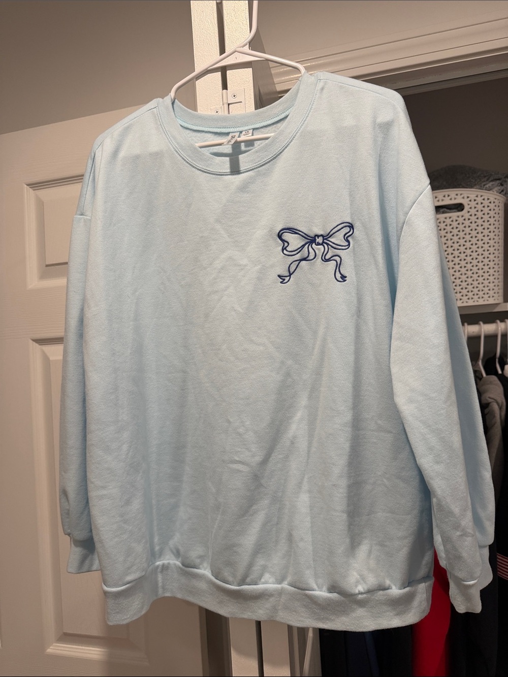 Light Blue Kids Sweatshirt with Bow Embroidery